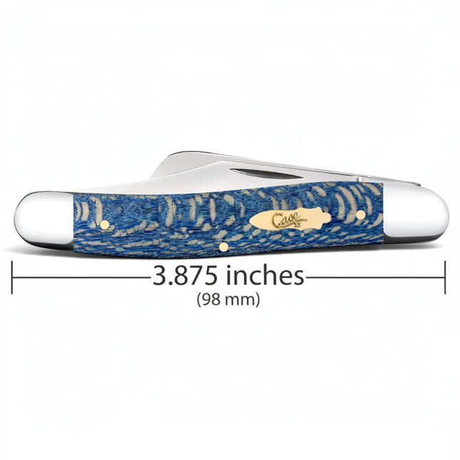 Razor Sharp AZ Case Smooth Blue Sycamore Wood Stockman pocket knife with brass arrowhead shield and silver bolsters