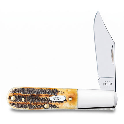 Razor Sharp AZ Case 6.5 BoneStag Barlow pocket knife with honey-toned jigged bone handle and mirror-polished blade.