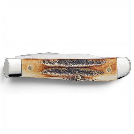 Razor Sharp AZ Case 6.5 BoneStag Mini Trapper folding knife with honey and amber jigged bone handle