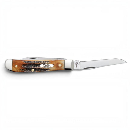 Razor Sharp AZ Case 6.5 BoneStag Mini Trapper folding knife with honey and amber jigged bone handle and steel blade