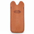 Razor Sharp AZ brown genuine leather knife slip with embossed Case XX logo for medium pocket knives