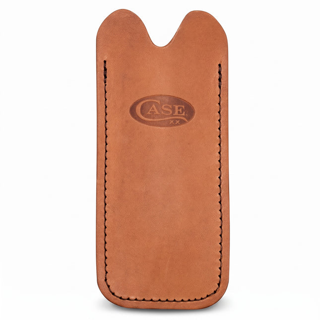 Razor Sharp AZ brown genuine leather knife slip with embossed Case XX logo for medium pocket knives