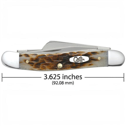 Razor Sharp AZ Case Medium Stockman knife with peach seed jig amber bone handle and mirror-polished stainless blades
