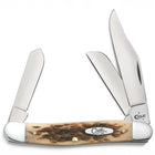 Razor Sharp AZ Case Peach Seed jigged Amber Bone Stockman pocket knife with three mirror-polished stainless blades