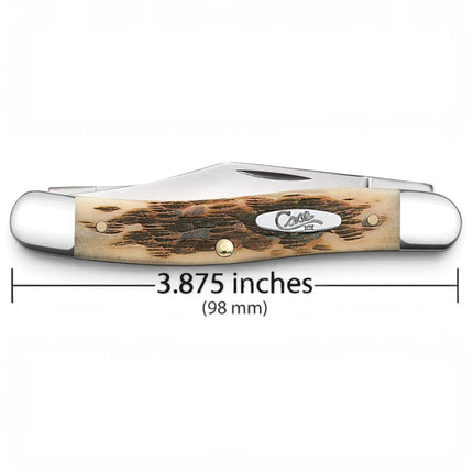 Razor Sharp AZ Case Peach Seed jigged Amber Bone Stockman pocket knife with mirror-polished stainless steel blades