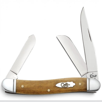 Razor Sharp AZ Case Smooth Antique Bone Medium Stockman knife with three mirror-polished stainless steel blades
