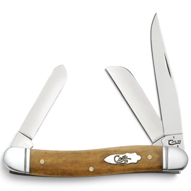 Razor Sharp AZ Case Smooth Antique Bone Medium Stockman knife with three mirror-polished stainless steel blades