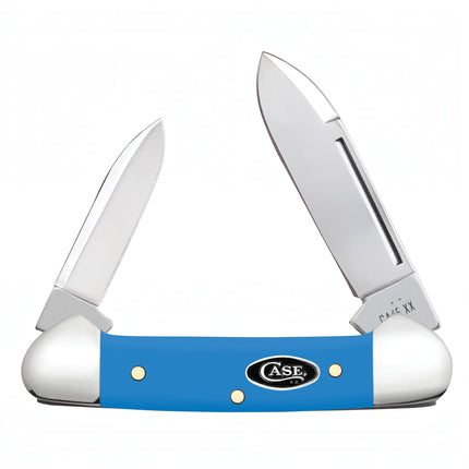 Razor Sharp AZ Case Baby Butterbean folding knife with light blue synthetic handle and two polished steel blades.