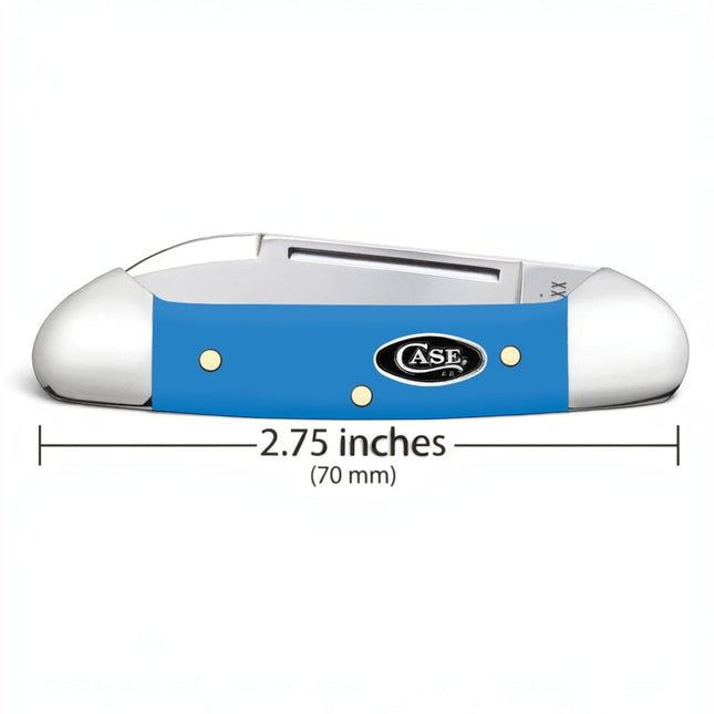 Razor Sharp AZ Case Baby Butterbean pocket knife with a smooth light blue synthetic handle and mirror-polished blades.