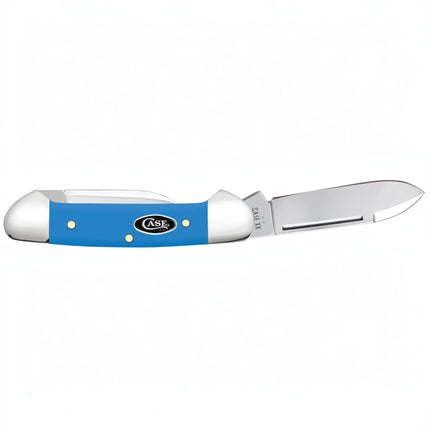 Razor Sharp AZ Case Baby Butterbean pocket knife with a smooth light blue synthetic handle and mirror-polished blades.