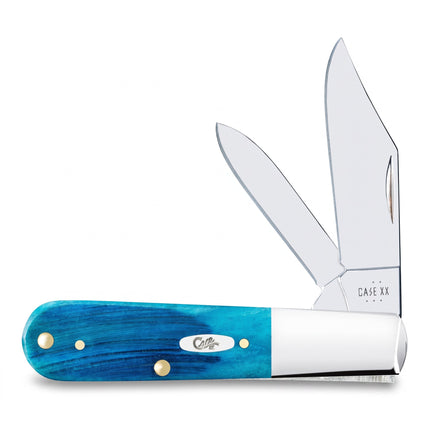 Razor Sharp AZ Case Barlow knife with Caribbean blue sawcut jigged bone handle and mirror-polished stainless steel blades