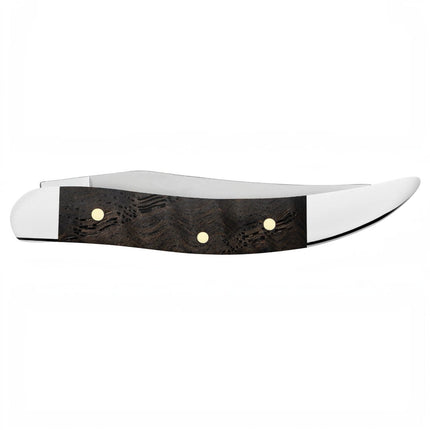 Razor Sharp AZ Case Texas Toothpick pocket knife with smooth black curly oak wood handle and polished steel blade