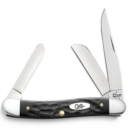 Razor Sharp AZ Case Rough Black synthetic medium stockman pocket knife with three mirror-polished stainless blades