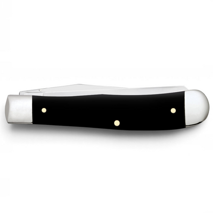 Razor Sharp AZ Case Dont Tread on Me trapper knife with a smooth black synthetic handle and polished steel bolsters