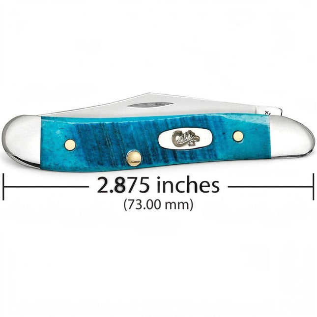 Razor Sharp AZ Case Caribbean Blue bone handle Peanut pocket knife with mirror-polished stainless steel blades
