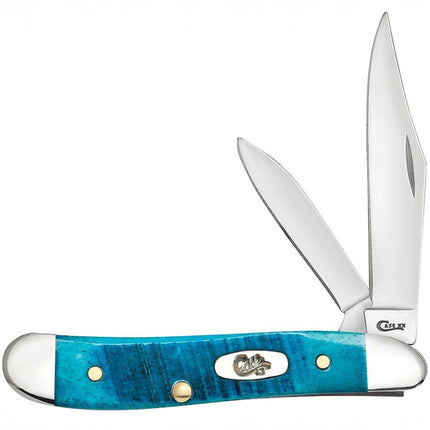 Razor Sharp AZ Case Caribbean Blue bone handle Peanut pocket knife with two mirror-polished surgical steel blades