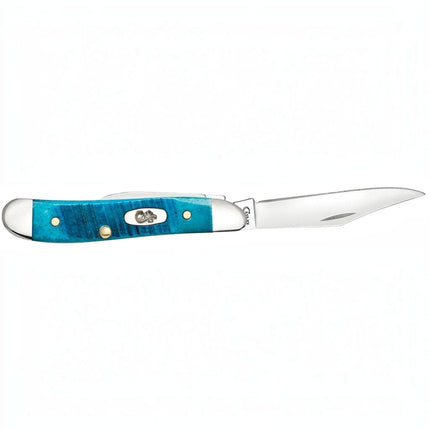 Razor Sharp AZ Case Caribbean Blue bone handle Peanut pocket knife with mirror-polished surgical steel clip blade