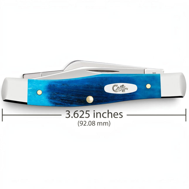 Razor Sharp AZ Case Medium Stockman pocket knife with Caribbean blue sawcut jigged bone handle and stainless blades.