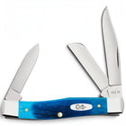 Razor Sharp AZ Case Medium Stockman pocket knife with Caribbean blue sawcut jigged bone handle and three steel blades.