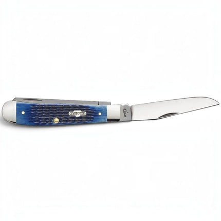 Razor Sharp AZ Case Rogers Corn Cob Jig Blue Bone Trapper knife with a polished stainless steel blade