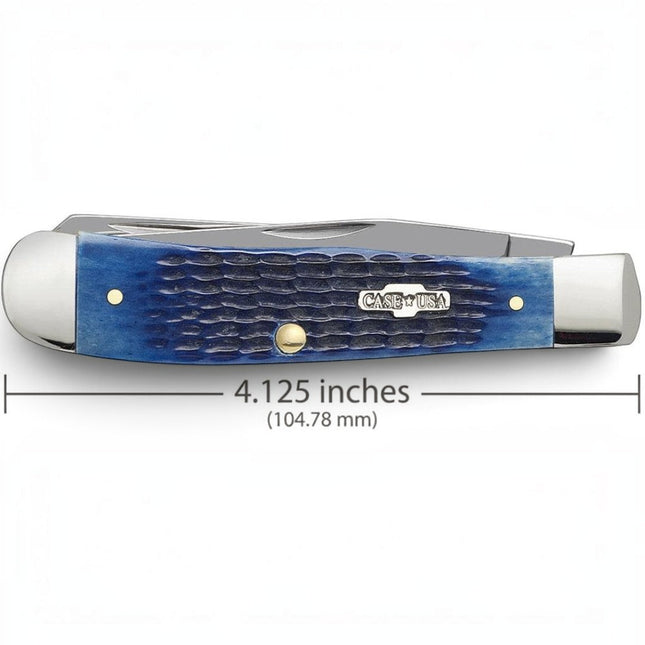 Razor Sharp AZ Case Rogers Corn Cob Jig Blue Bone Trapper knife with stainless steel bolsters and Case USA shield