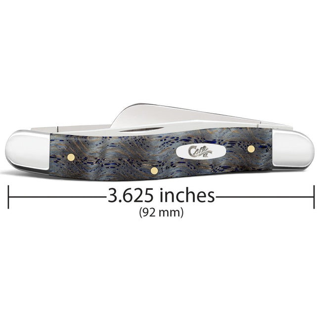 Razor Sharp AZ Case Medium Stockman knife with blue curly oak handle and mirror-polished stainless steel blades