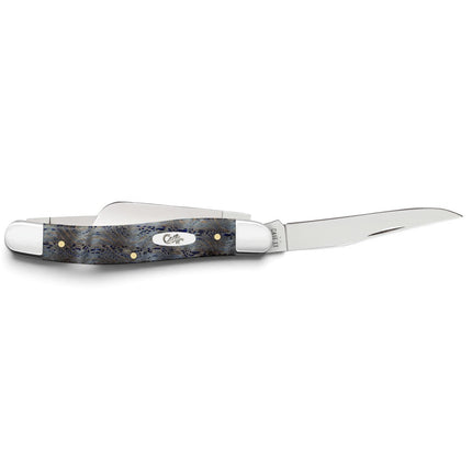 Razor Sharp AZ Case Medium Stockman knife with a smooth blue curly oak handle and mirror-polished steel blades.