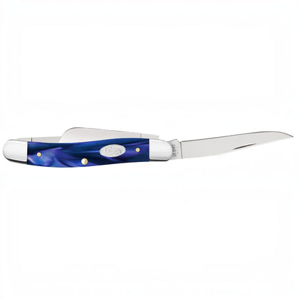 Razor Sharp AZ Case Medium Stockman pocket knife with smooth blue pearl Kirinite handle and stainless steel blades