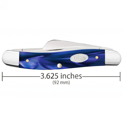Razor Sharp AZ Case Medium Stockman pocket knife with smooth blue pearl Kirinite handle and stainless steel blades.