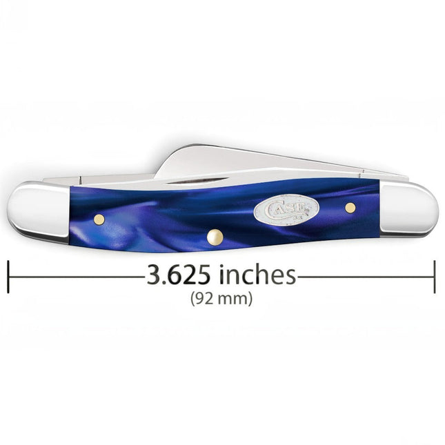 Razor Sharp AZ Case Medium Stockman pocket knife with smooth blue pearl Kirinite handle and polished steel blades