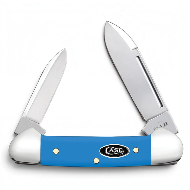 Razor Sharp AZ Case Baby Butterbean pocket knife with light blue synthetic handle and two polished steel blades.