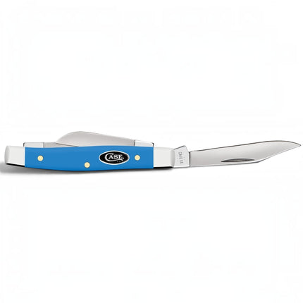 Razor Sharp AZ Case Small Stockman pocket knife with a smooth light blue synthetic handle and polished steel blades.