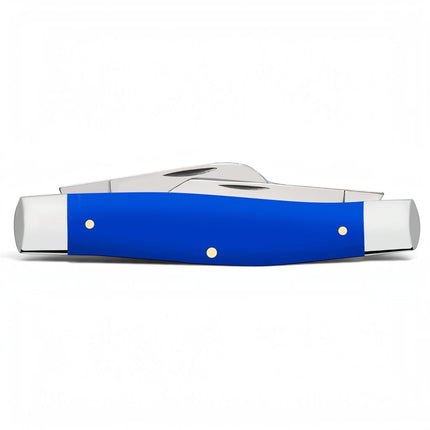Razor Sharp AZ Case Royal Blue Synthetic Large Stockman pocket knife with nickel silver bolsters in closed position