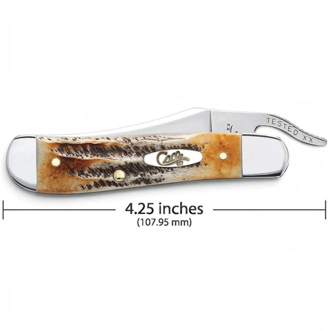 Razor Sharp AZ Case 6.5 BoneStag RussLock folding knife with jigged bone handle and mirror-polished stainless blade