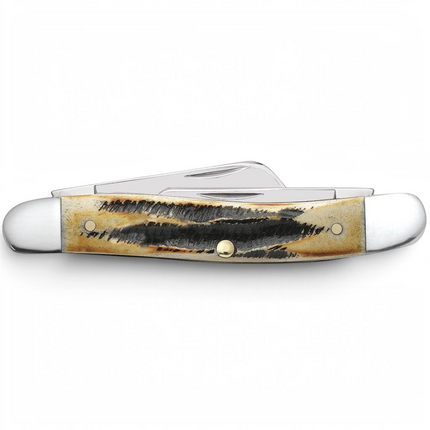 Razor Sharp AZ Case 6.5 BoneStag Medium Stockman pocket knife with honey and amber jigged bone handle