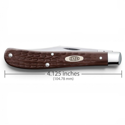 Razor Sharp AZ Case brown synthetic slimline trapper knife with a jigged handle and stainless steel clip blade