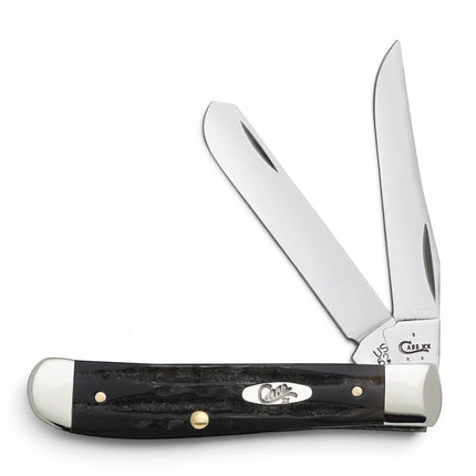 Razor Sharp AZ Case Jigged Buffalo Horn Mini Trapper pocket knife with two mirror-polished stainless steel blades
