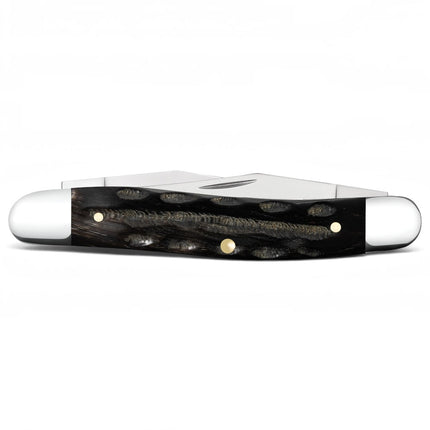 Razor Sharp AZ Case Muskrat folding knife with a black jigged buffalo horn handle and polished stainless steel bolsters