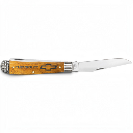 Razor Sharp AZ Case Chevrolet Trapper knife with an embellished antique bone handle and mirror-polished steel blade.