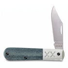 Razor Sharp AZ Case Crossroads XR Barlow knife with blue denim canvas laminate handle and white G-10 bolster