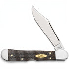 Razor Sharp AZ Case Mini CopperLock pocket knife with smooth black curly oak wood handle and polished steel blade.