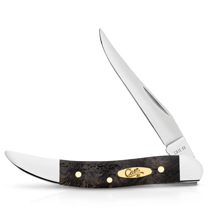 Razor Sharp AZ Case Texas Toothpick pocket knife with smooth black curly oak handle and polished steel clip blade
