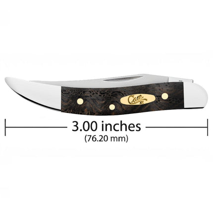 Razor Sharp AZ Case small Texas Toothpick pocket knife with black curly oak wood handle and polished steel blade