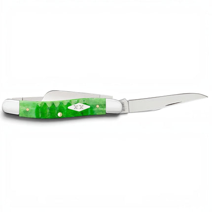 Razor Sharp AZ Case Gator Jigged Bright Green Bone Medium Stockman pocket knife with one blade open