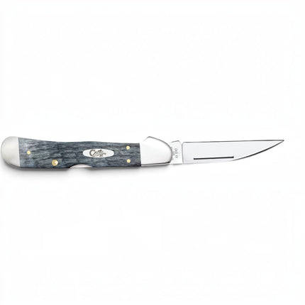 Razor Sharp AZ Case Crandall Jig Pocket Worn Gray Bone CopperLock knife with a mirror-polished Wharncliffe blade