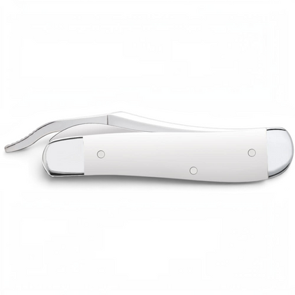 Razor Sharp AZ Case Harley-Davidson RussLock folding knife with a white synthetic handle and stainless steel blade
