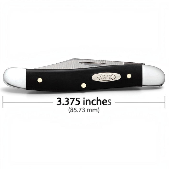 Razor Sharp AZ Case Jet-Black Synthetic Medium Jack pocket knife with two blades and nickel silver bolsters