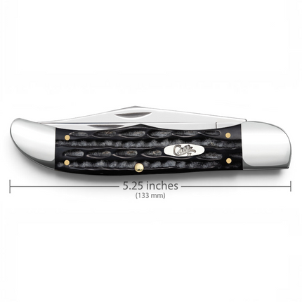Razor Sharp AZ Case folding hunter knife with a black jigged buffalo horn handle and mirror-polished steel blades.