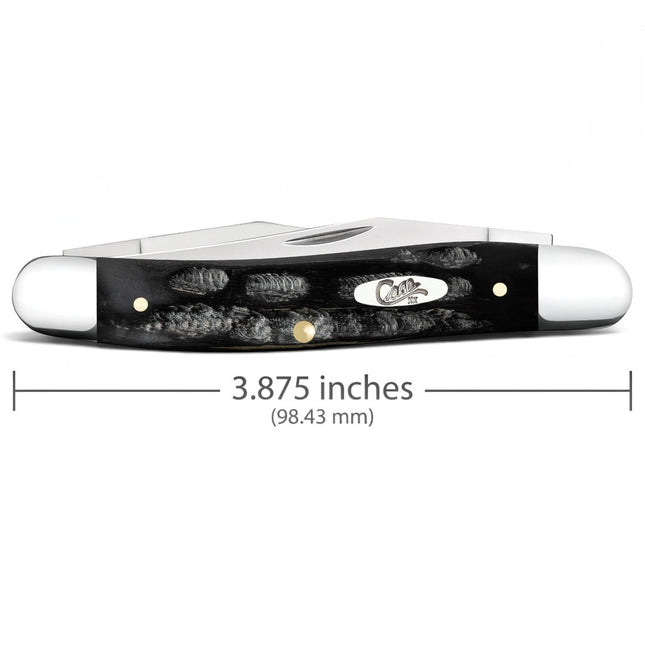 Razor Sharp AZ Case Muskrat pocket knife with a jigged buffalo horn handle and mirror-polished stainless steel blades.