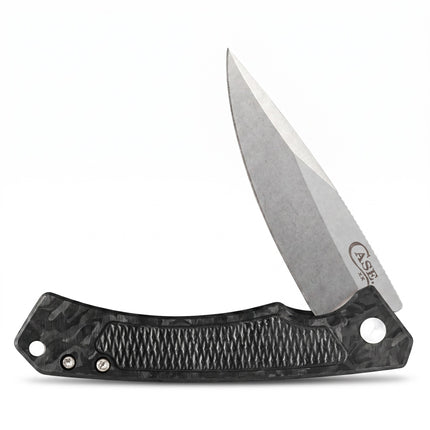 Razor Sharp AZ Case Marilla folding knife with a stonewashed drop point blade and textured black G-10 handle inlay